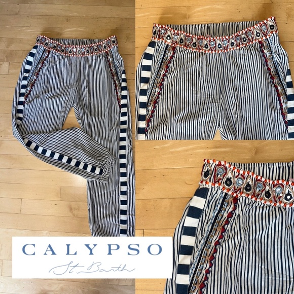 Calypso St. Barth Pants - Calypso Barth silk joggers, XS, GD1450